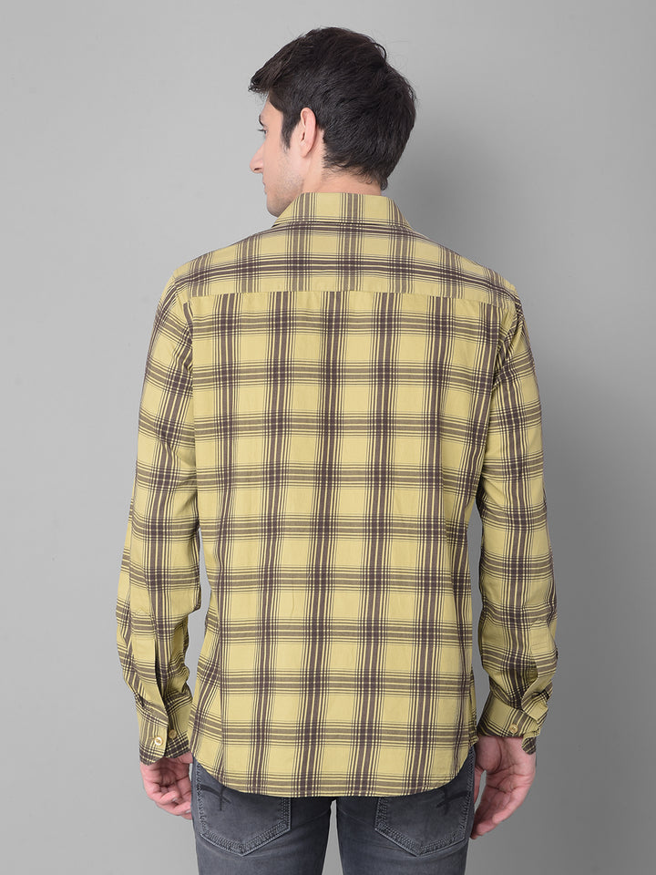 Olive Checked Shirt-Men Shirts-Crimsoune Club