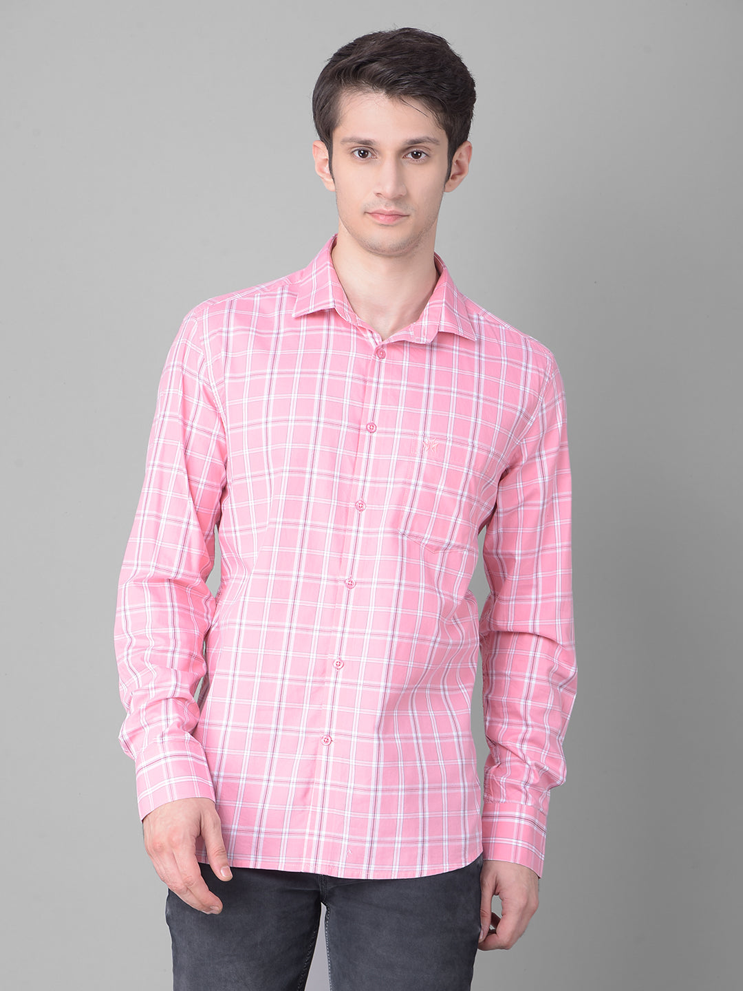 Pink Checked Shirt-Men Shirts-Crimsoune Club