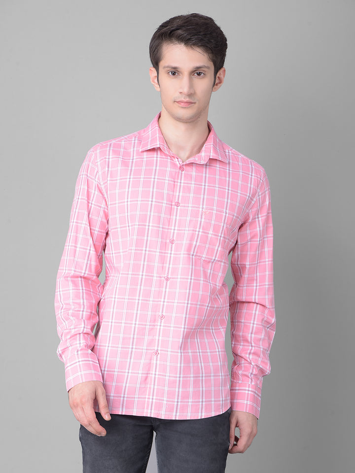 Pink Checked Shirt-Men Shirts-Crimsoune Club
