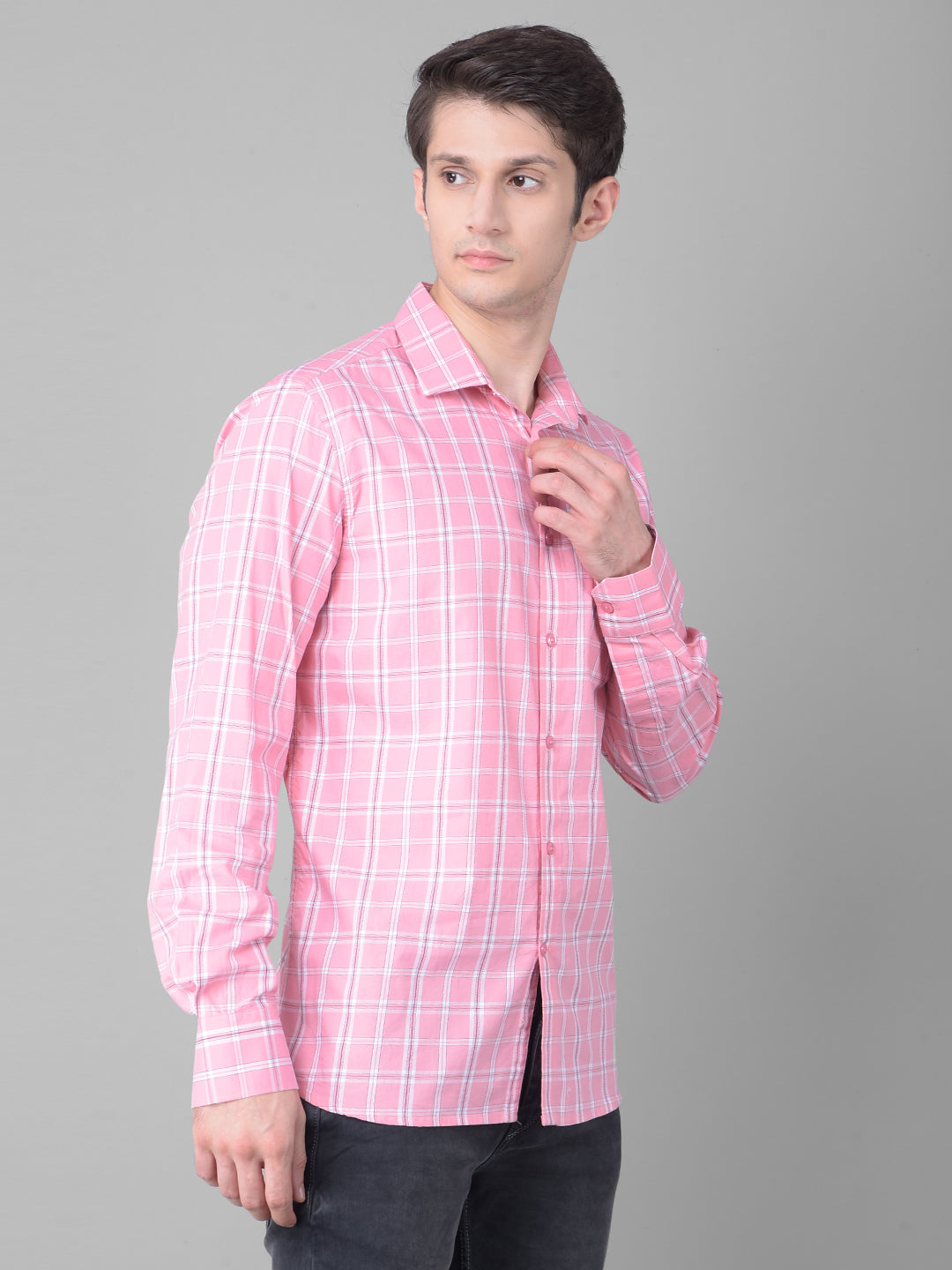 Pink Checked Shirt-Men Shirts-Crimsoune Club
