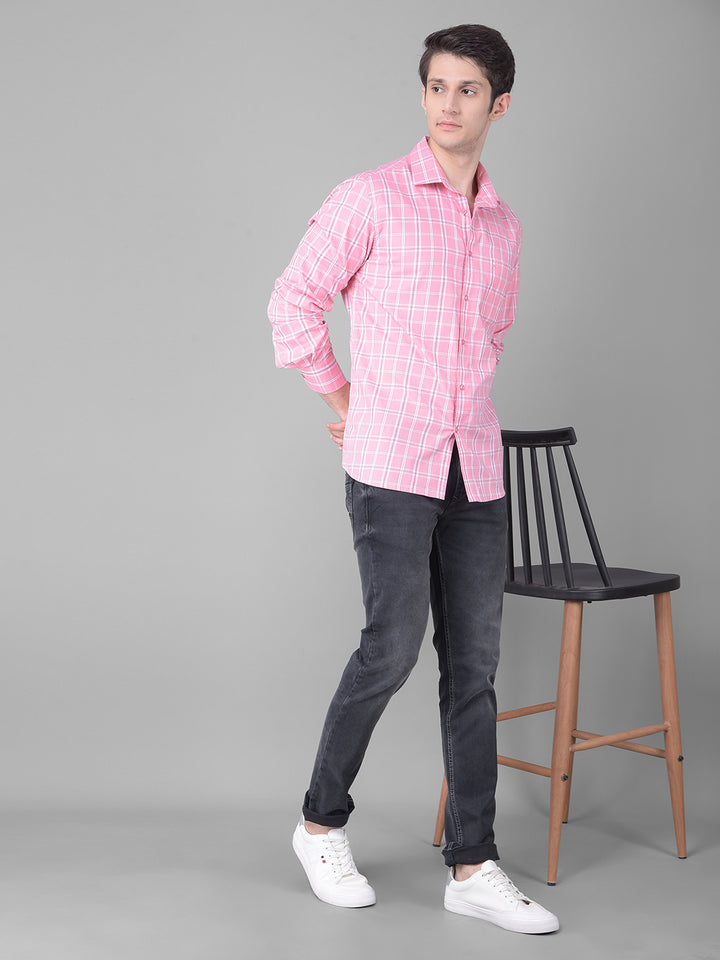 Pink Checked Shirt-Men Shirts-Crimsoune Club