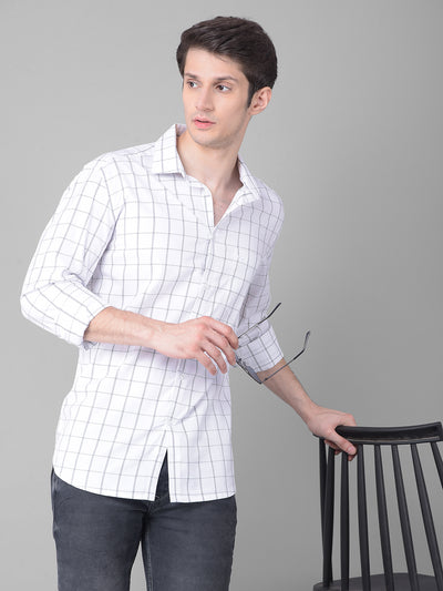 White Checked Shirt-Men Shirts-Crimsoune Club