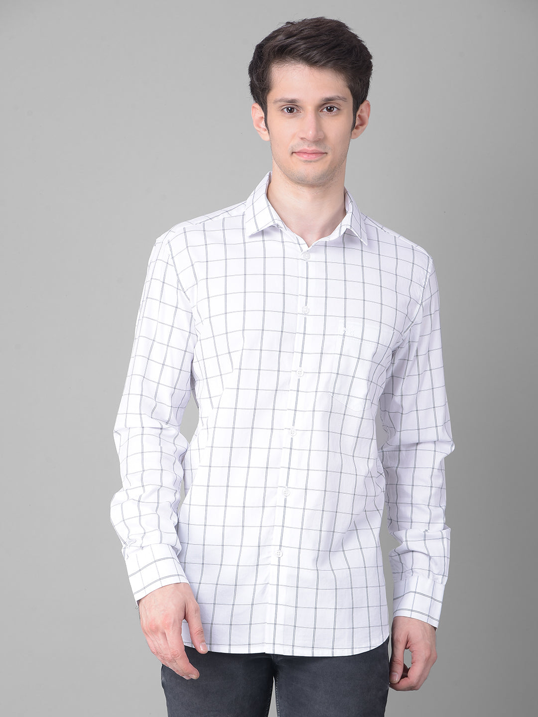 White Checked Shirt-Men Shirts-Crimsoune Club