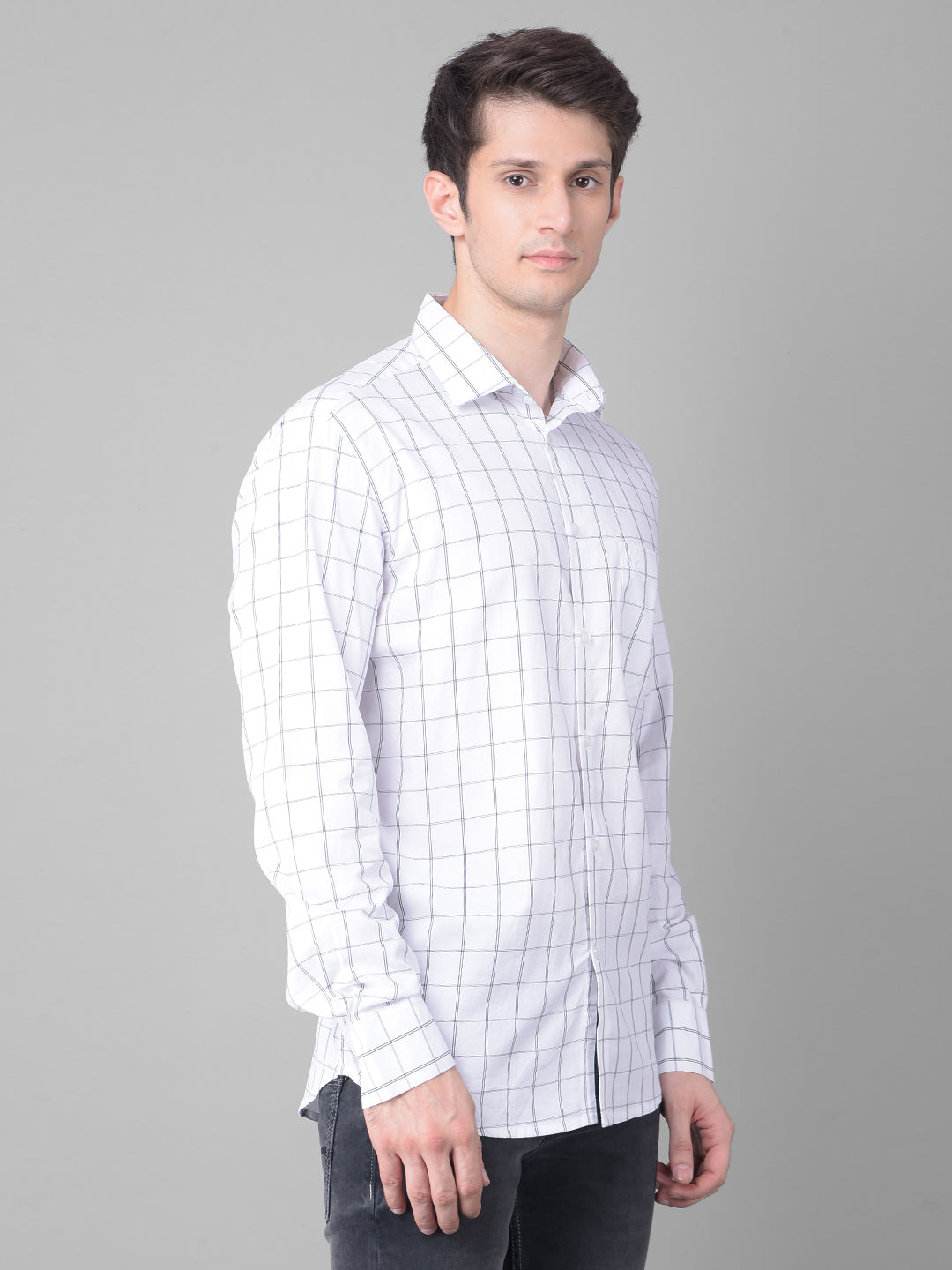 White Checked Shirt-Men Shirts-Crimsoune Club