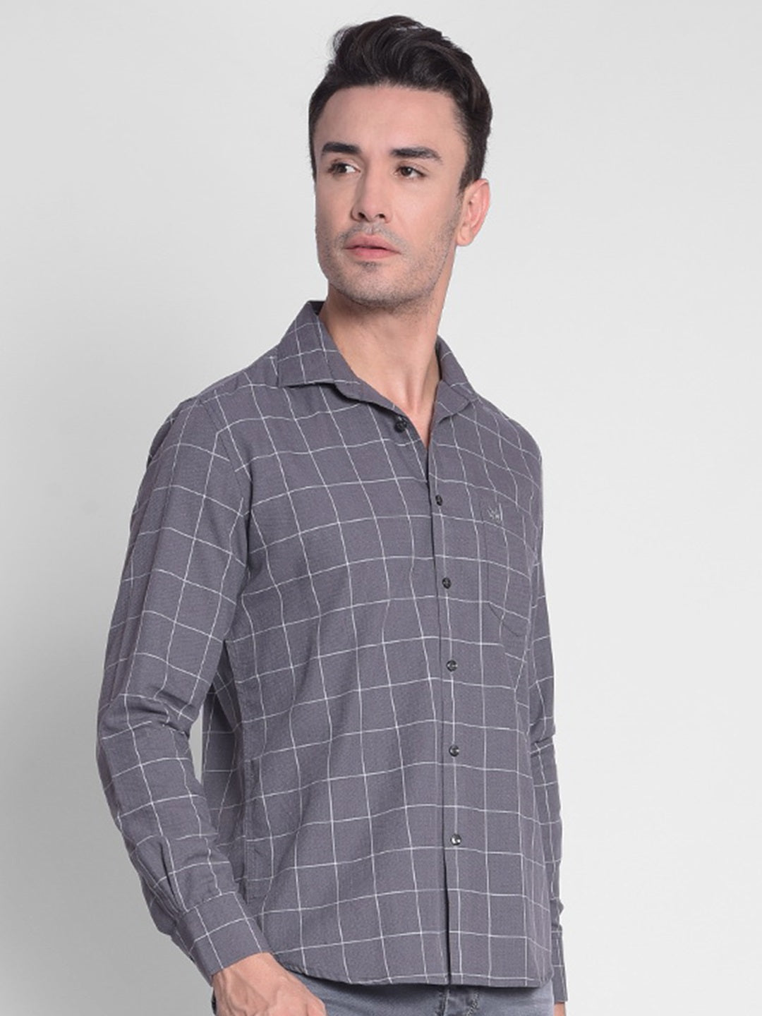 Grey Checked Shirt-Men Shirts-Crimsoune Club