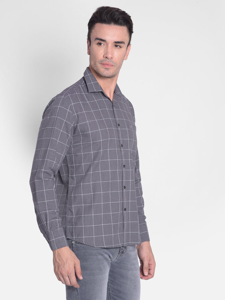 Grey Checked Shirt-Men Shirts-Crimsoune Club
