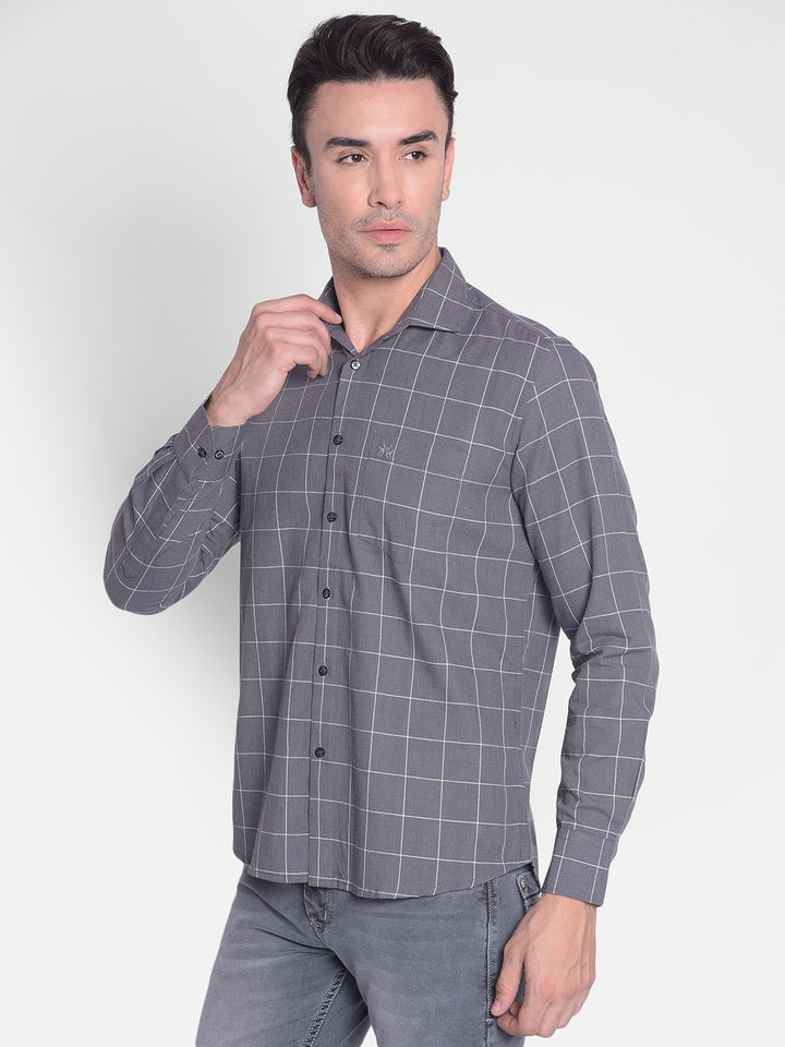 Grey Checked Shirt-Men Shirts-Crimsoune Club