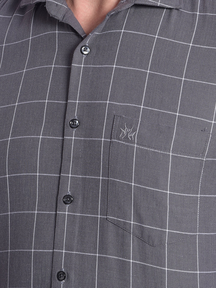 Grey Checked Shirt-Men Shirts-Crimsoune Club