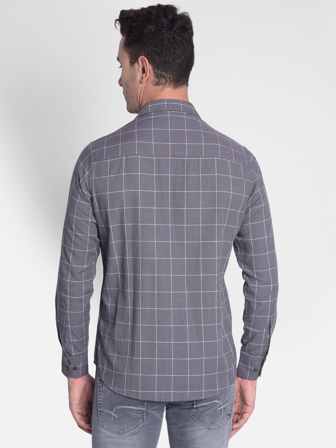 Grey Checked Shirt-Men Shirts-Crimsoune Club