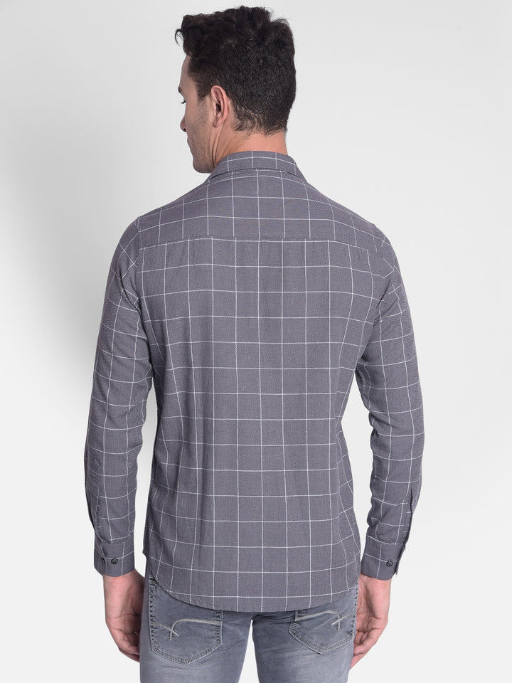 Grey Checked Shirt-Men Shirts-Crimsoune Club
