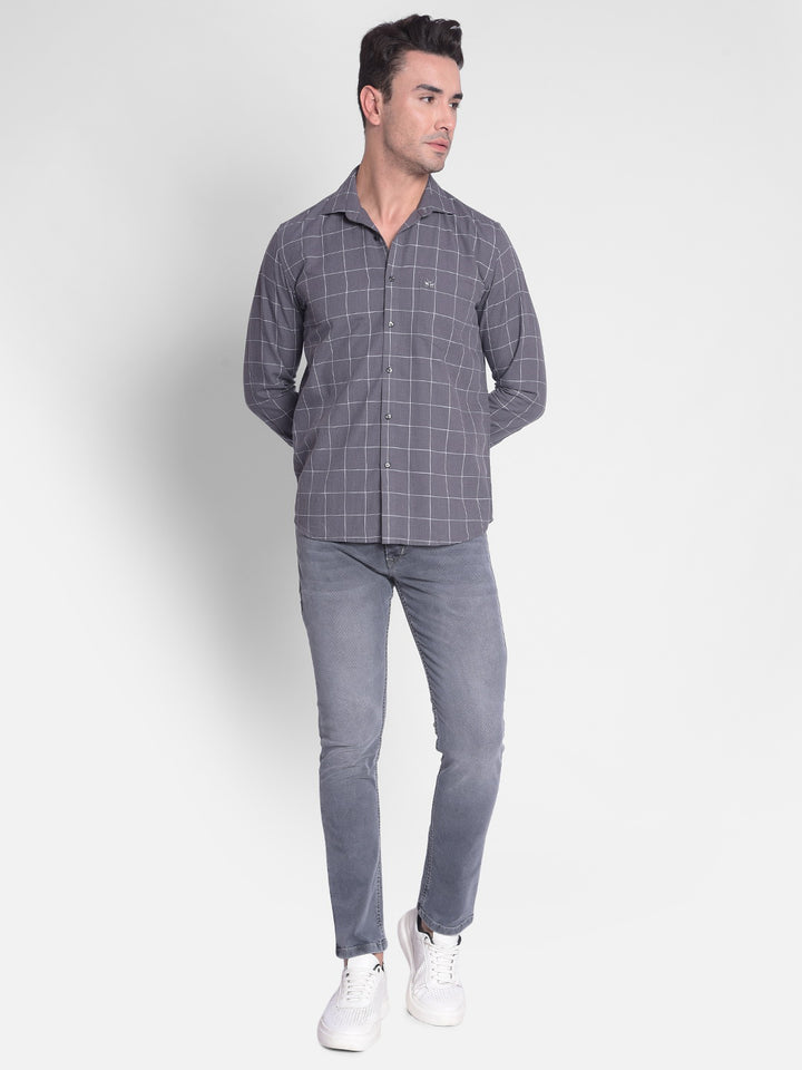Grey Checked Shirt-Men Shirts-Crimsoune Club