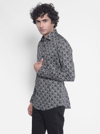 Grey Printed Shirt-Men Shirts-Crimsoune Club