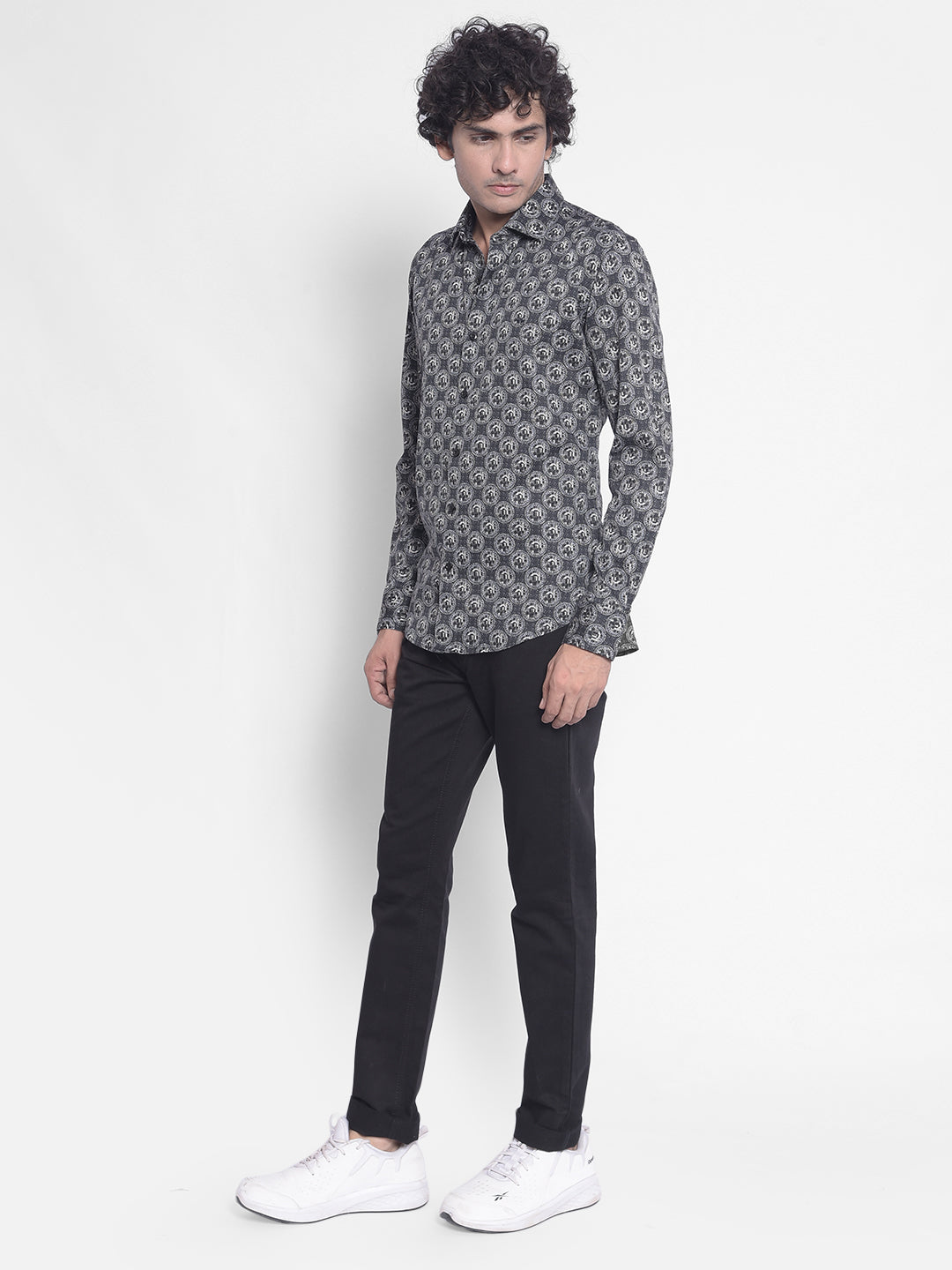 Grey Printed Shirt-Men Shirts-Crimsoune Club