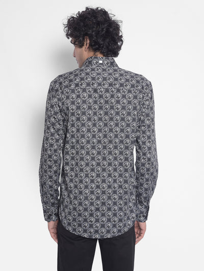 Grey Printed Shirt-Men Shirts-Crimsoune Club