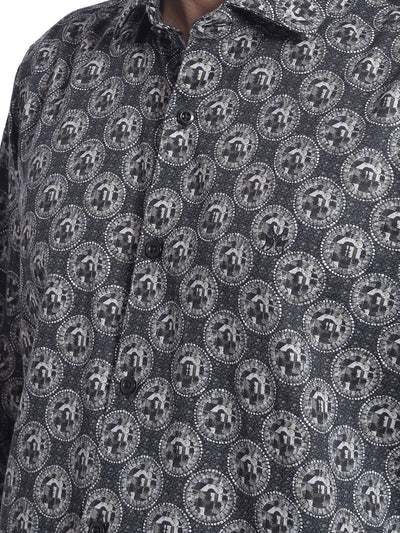 Grey Printed Shirt-Men Shirts-Crimsoune Club