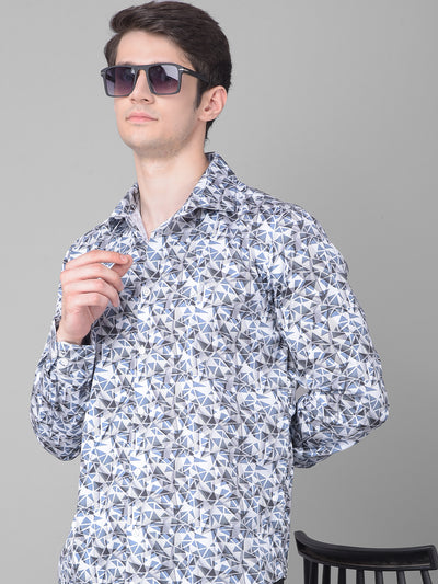 Blue Printed Shirt-Men Shirts-Crimsoune Club