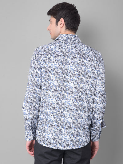 Blue Printed Shirt-Men Shirts-Crimsoune Club