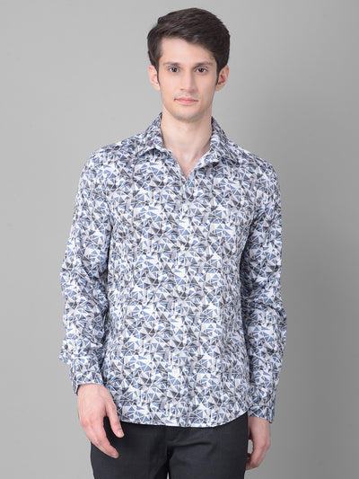 Blue Printed Shirt-Men Shirts-Crimsoune Club