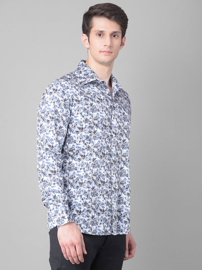 Blue Printed Shirt-Men Shirts-Crimsoune Club