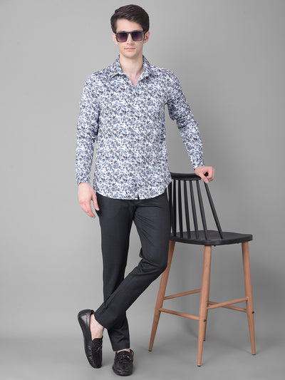 Blue Printed Shirt-Men Shirts-Crimsoune Club