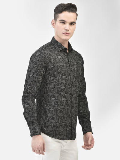 Black Printed Shirt-Men Shirts-Crimsoune Club