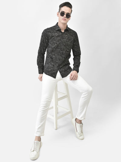 Black Printed Shirt-Men Shirts-Crimsoune Club