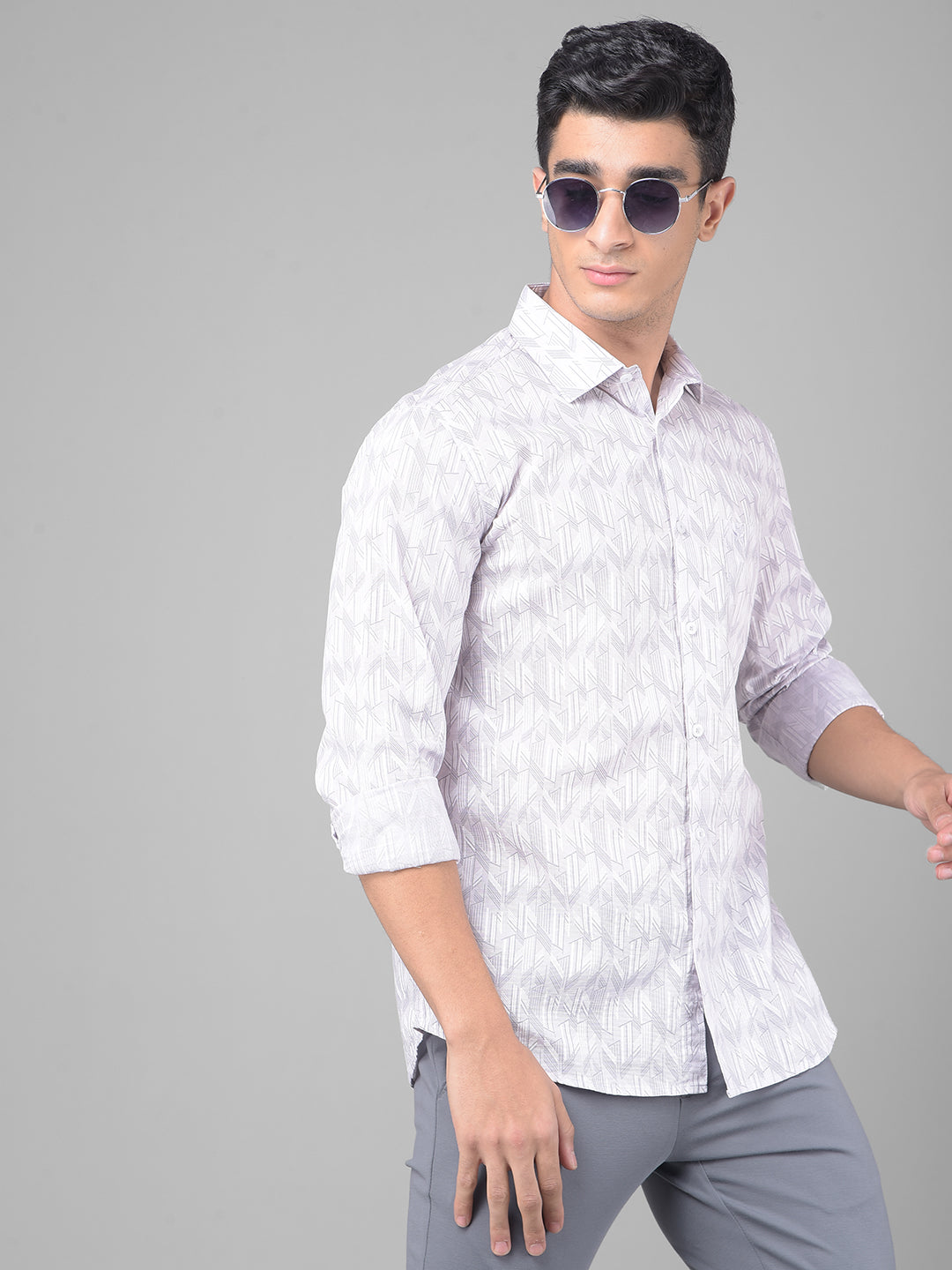 Grey Printed Shirt-Men Shirts-Crimsoune Club