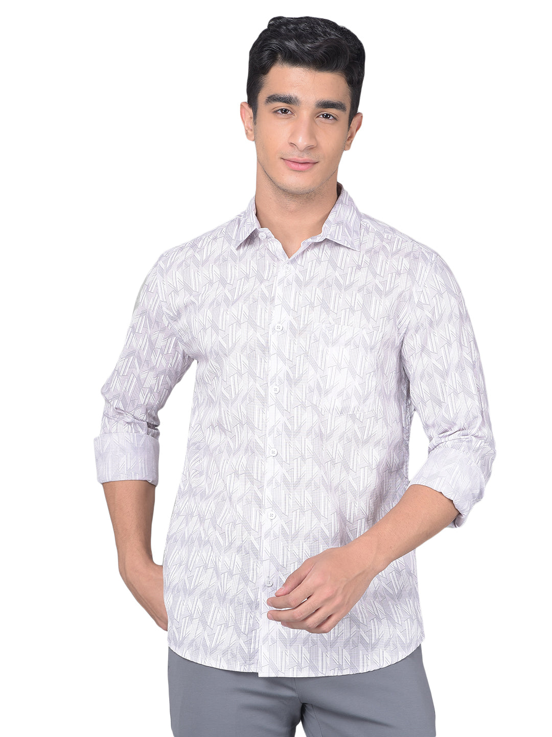 Grey Printed Shirt-Men Shirts-Crimsoune Club