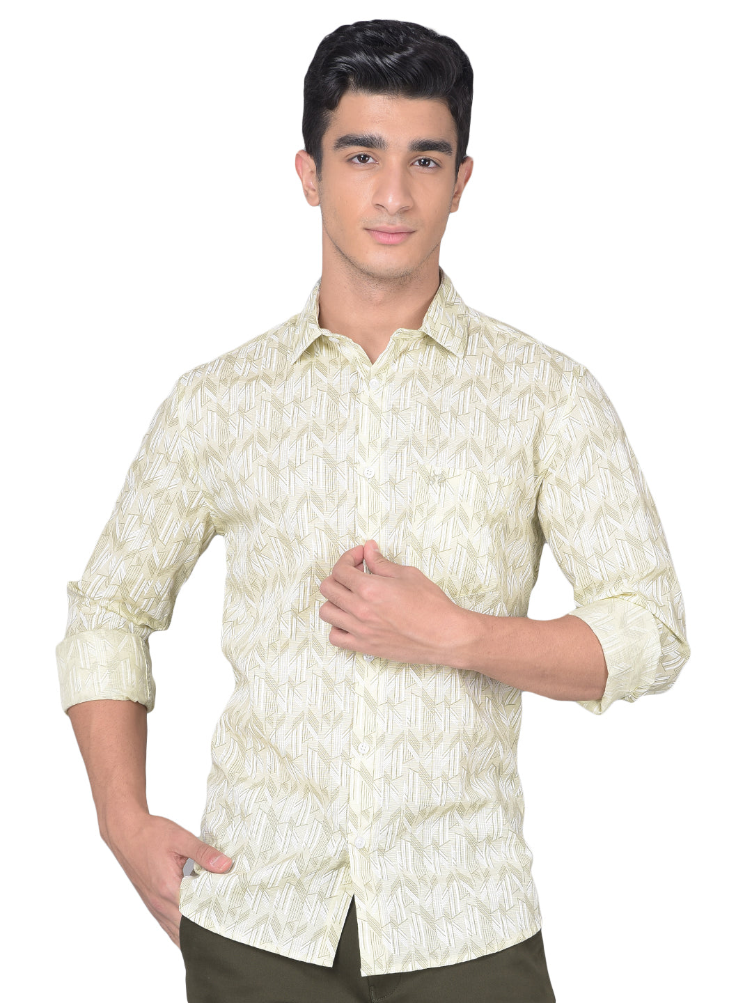 Green Printed Shirt-Men Shirts-Crimsoune Club