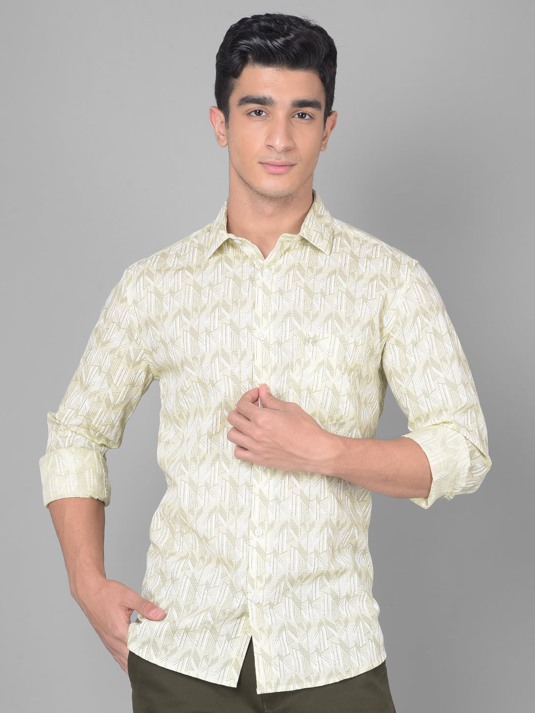 Green Printed Shirt-Men Shirts-Crimsoune Club