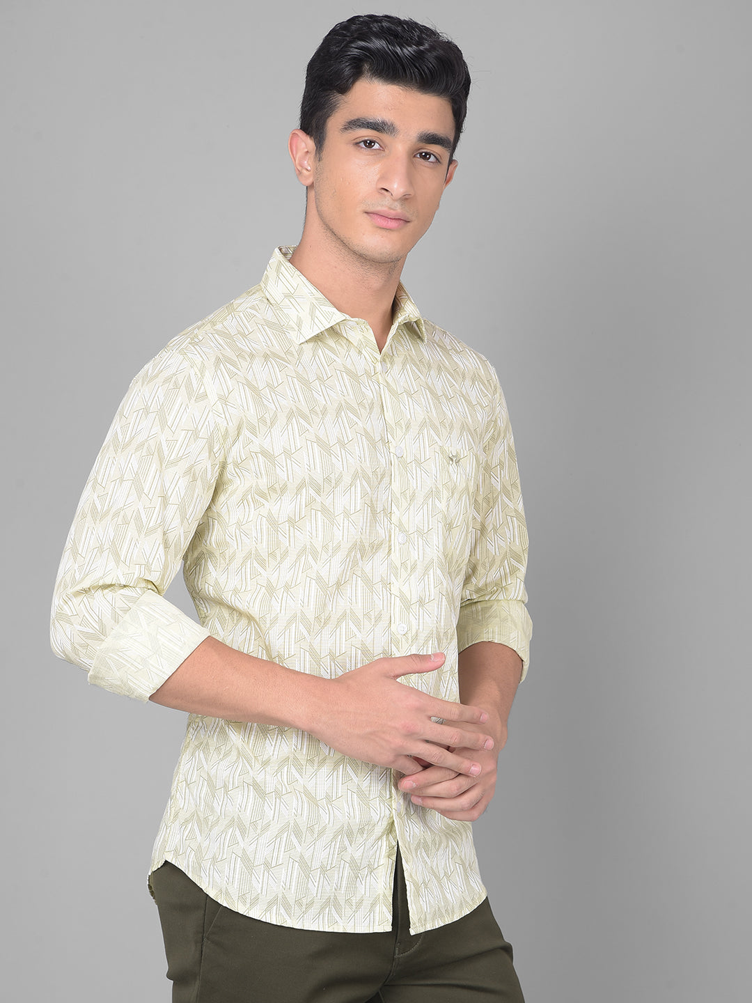 Green Printed Shirt-Men Shirts-Crimsoune Club