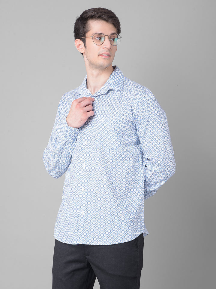 Blue Printed Shirt-Men Shirts-Crimsoune Club