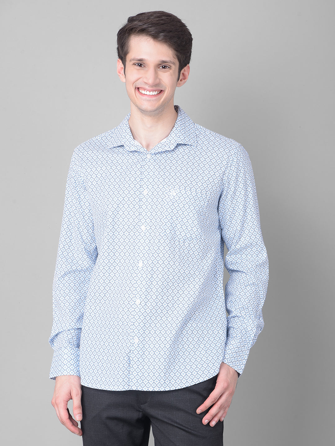 Blue Printed Shirt-Men Shirts-Crimsoune Club