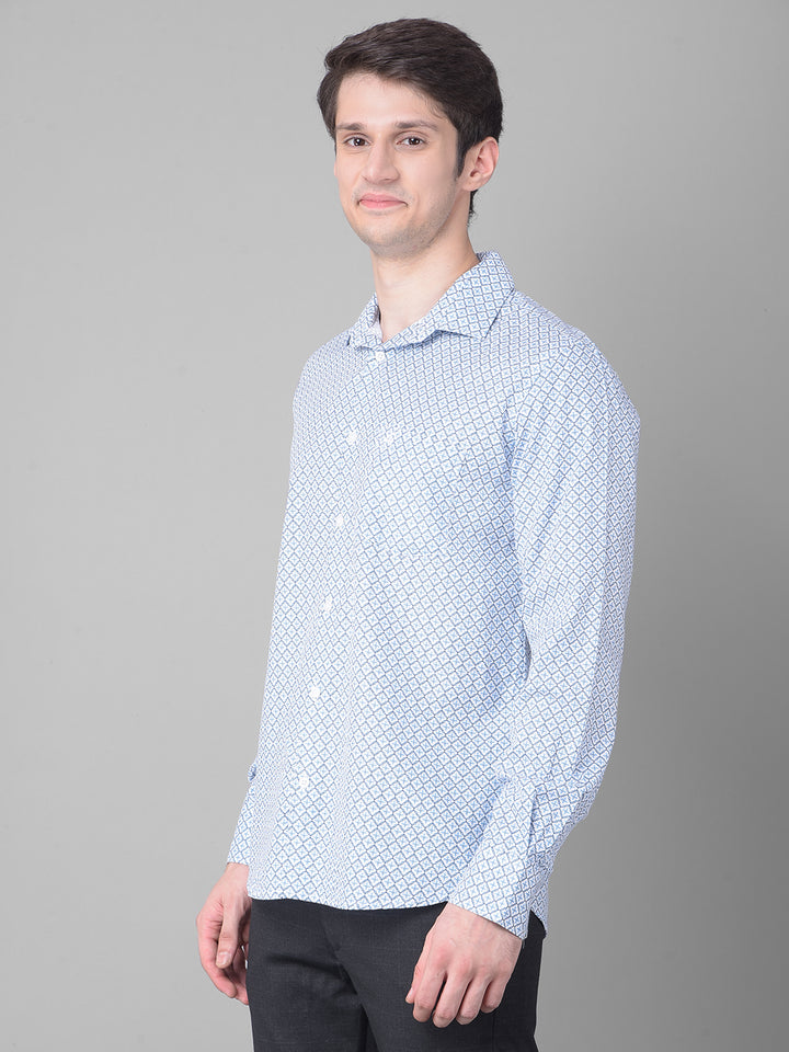 Blue Printed Shirt-Men Shirts-Crimsoune Club