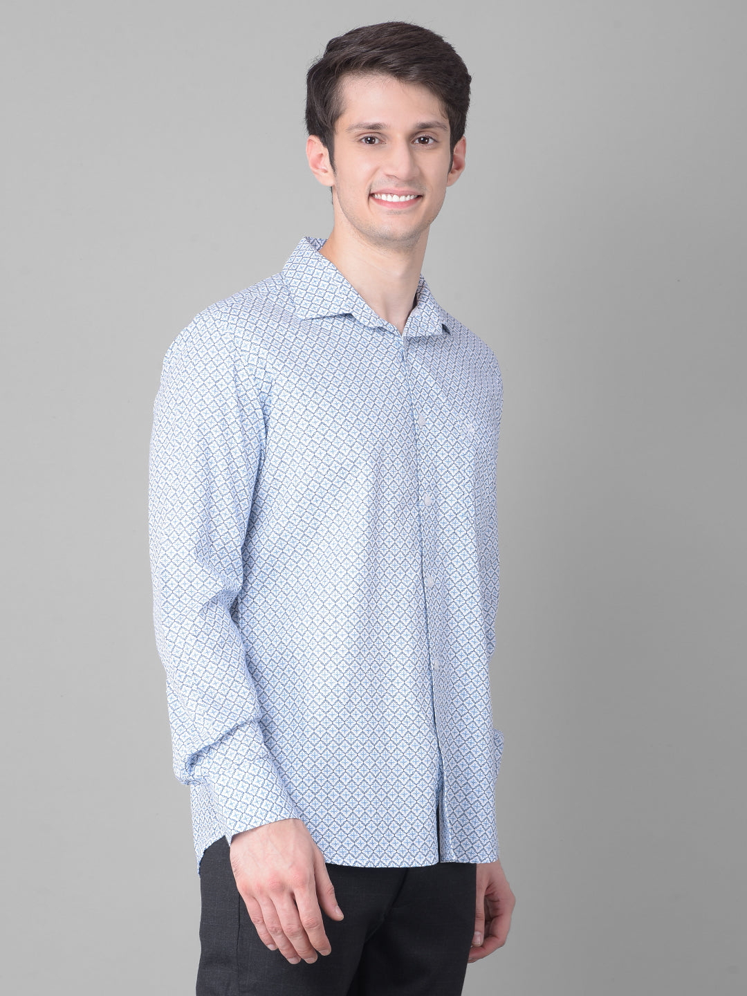 Blue Printed Shirt-Men Shirts-Crimsoune Club