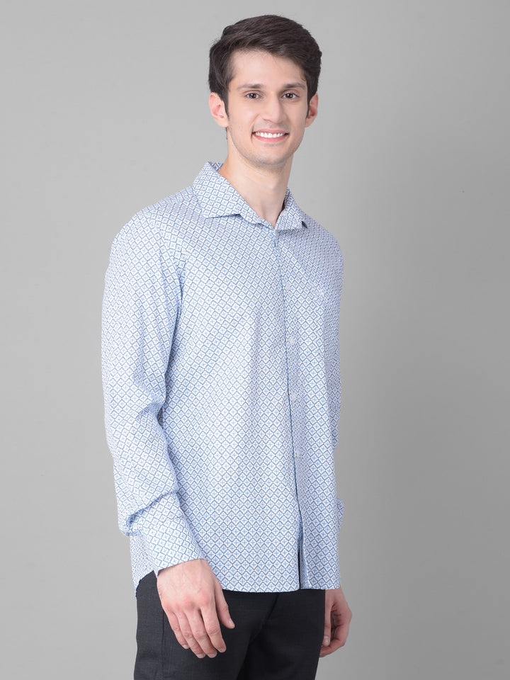 Blue Printed Shirt-Men Shirts-Crimsoune Club
