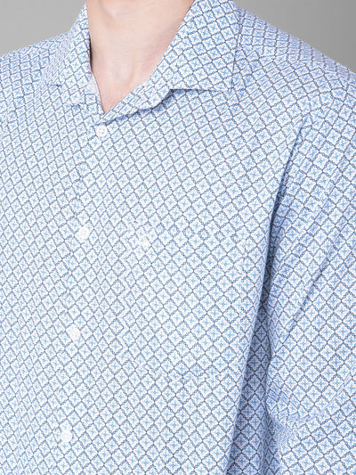 Blue Printed Shirt-Men Shirts-Crimsoune Club