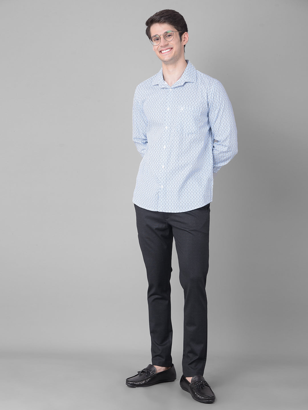 Blue Printed Shirt-Men Shirts-Crimsoune Club