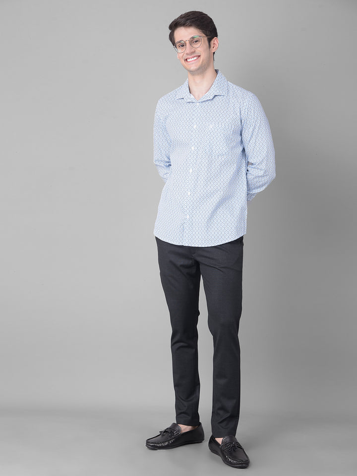 Blue Printed Shirt-Men Shirts-Crimsoune Club