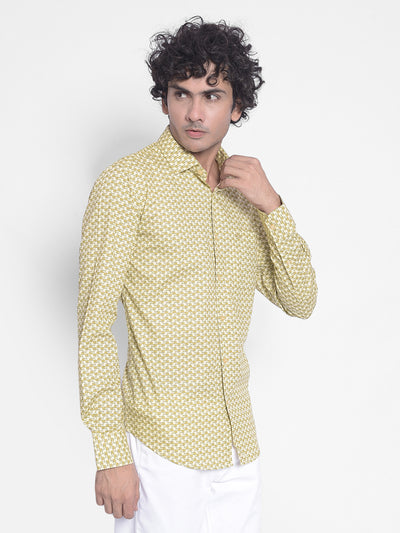 Olive Printed Shirt-Men Shirts-Crimsoune Club