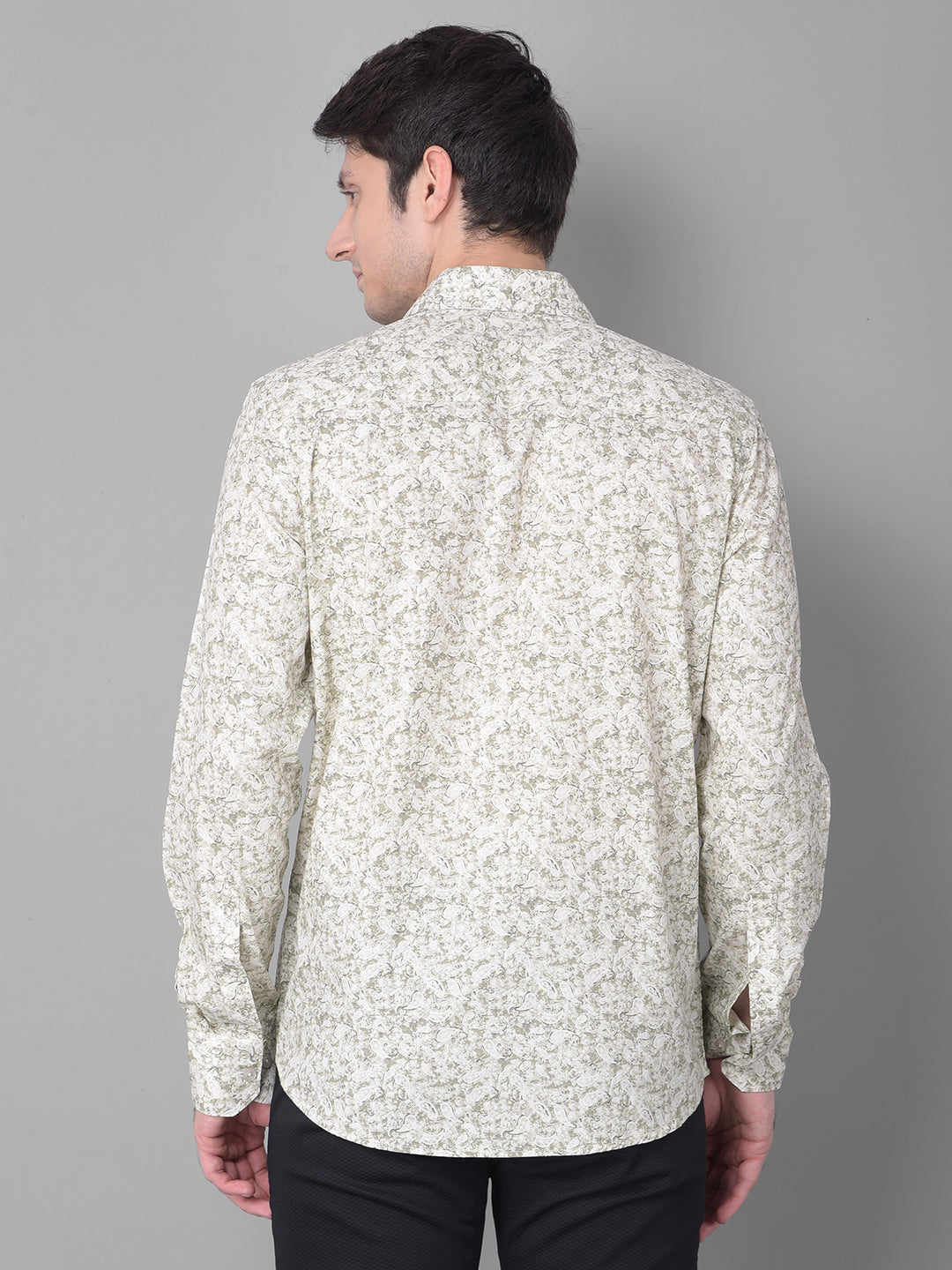 Olive Printed Shirt-Men Shirts-Crimsoune Club