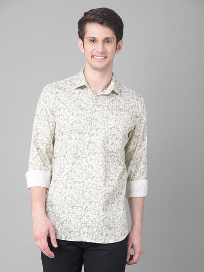 Olive Printed Shirt-Men Shirts-Crimsoune Club