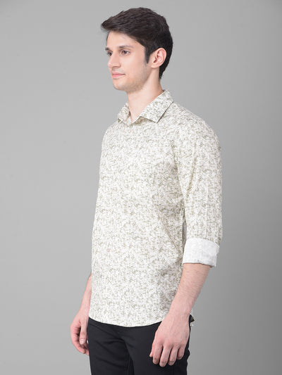 Olive Printed Shirt-Men Shirts-Crimsoune Club