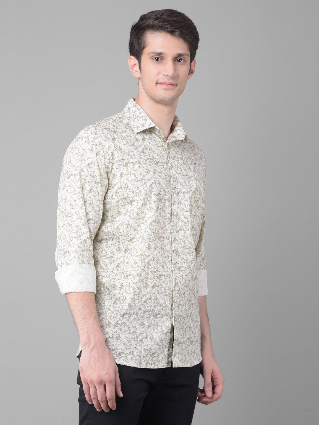 Olive Printed Shirt-Men Shirts-Crimsoune Club