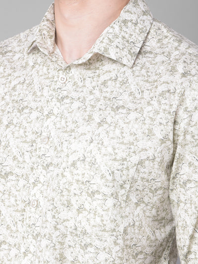 Olive Printed Shirt-Men Shirts-Crimsoune Club