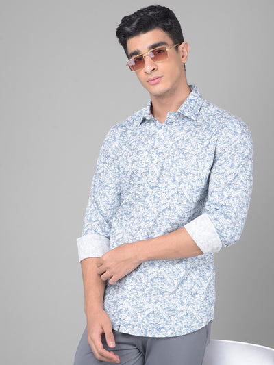 Blue Printed Shirt-Men Shirts-Crimsoune Club