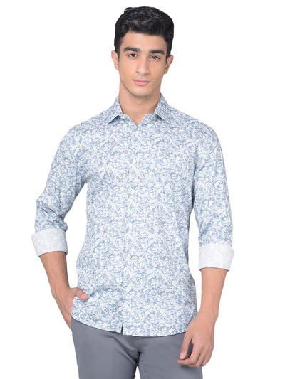 Blue Printed Shirt-Men Shirts-Crimsoune Club