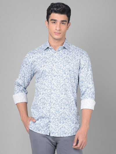 Blue Printed Shirt-Men Shirts-Crimsoune Club