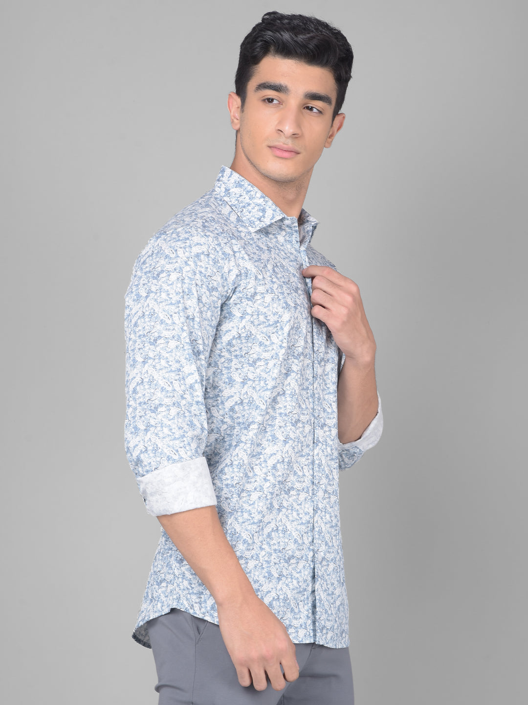 Blue Printed Shirt-Men Shirts-Crimsoune Club