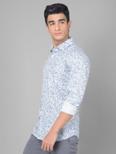 Blue Printed Shirt-Men Shirts-Crimsoune Club